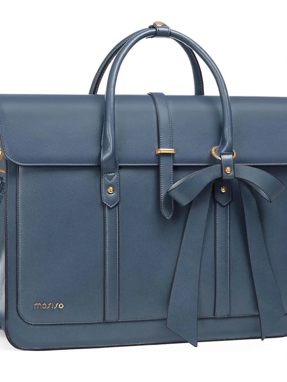 Elegant Blue Bow-Accent Laptop Tote Bag